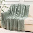 thumbnail image 2 of Knit Diamond Pattern Decorative Throw Blanket for Couch Chair Sofa Home Decor (Light Blue, 60"x80"), 2 of 7
