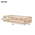 thumbnail image 5 of Twin Size Floor Bed, Solid Pine Wood Platform Bed Frame with Fence Guardrails & Slats System, Multifunctional Floor Playpen Bed, Natural, 5 of 8
