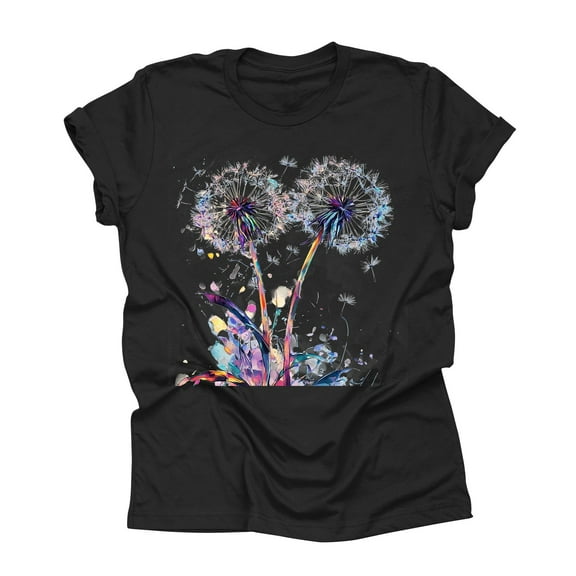 NAMTYQX Shirts for Teens Girls mit Muster Short Sleeve Oversized Casual Breathable Graphic Crew-Neck Lightweight Baggy Ladies Tops and Blouses Black Size L