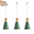 thumbnail image 1 of FSLiving Remote Control Pendant Light 3 Lights H-Type Track Pendant Lamps Scandinavian Style Pendant Lights for Kitchen Hanging Lamp Modern Wood and Aluminium Light Customizable - Green, 1 of 7