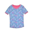 thumbnail image 2 of Sleep On It Girls 2-Piece Super Soft Jersey Snug-Fit Pajama Set with Matching Scrunchie - Delicate Florals, Blue & Pink, Size 5, 2 of 4