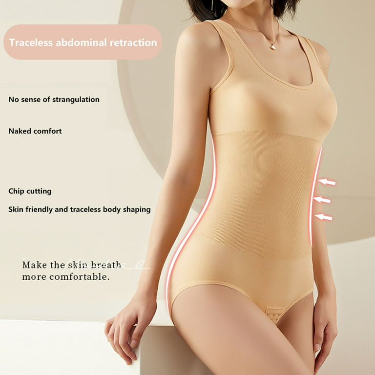 Skpblutn Shapewear For Women Tummy Control Bodysuit Plus Size Trainer Thong  Seamless Underwear Comfortable Body Shaper Beige 