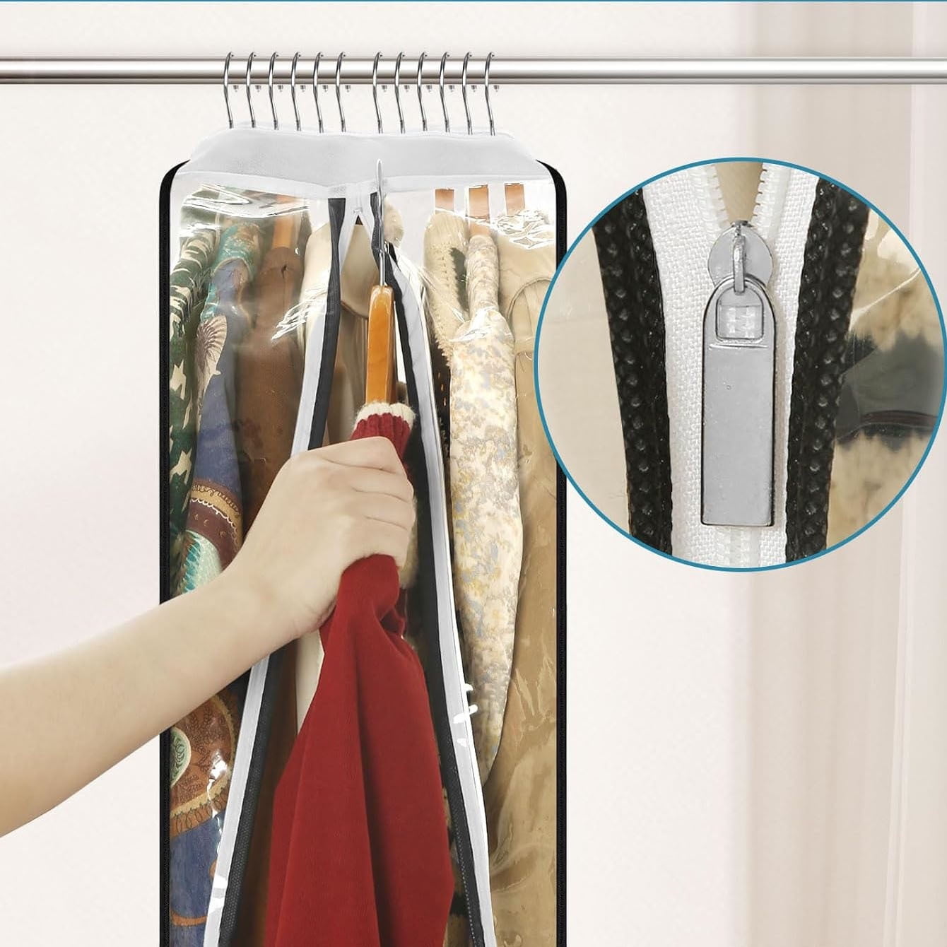 Clear Garment Bags for Hanging Clothes Gusseted, Suit Bags for Closet Storage, Hanging Plastic Clothes Cover for Coat, Dress, Fur, Shirt, 4 Pack, （60*80-25.5cm）