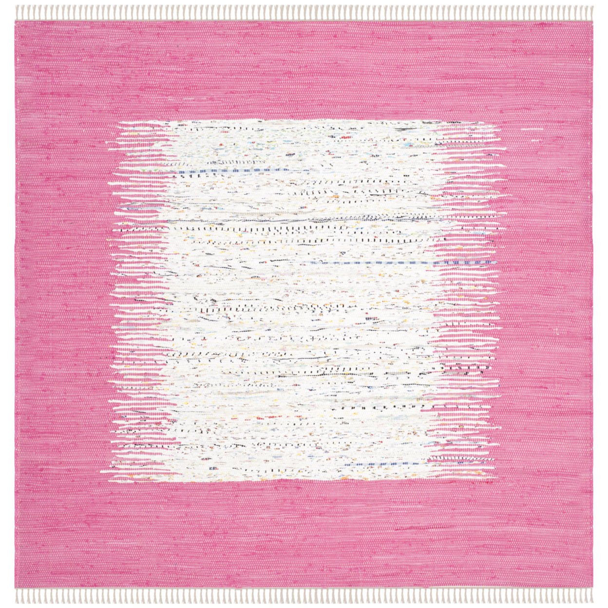 thumbnail image 6 of SAFAVIEH Montauk Tennyson Braided Border Cotton Runner Rug, Ivory/Pink, 2'3" x 9', 6 of 10