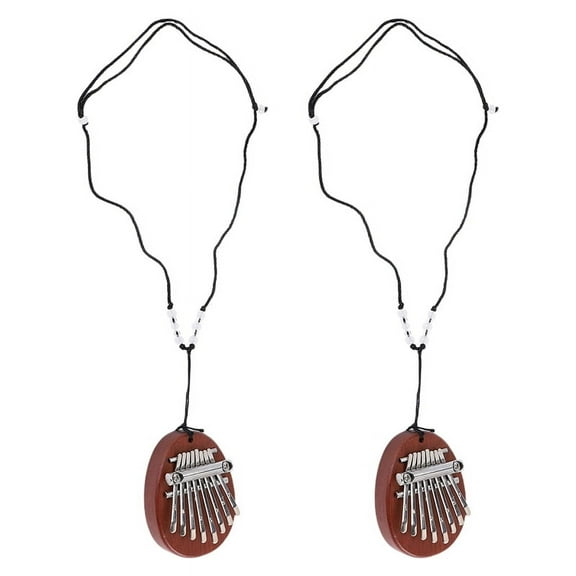 2Pcs Kalimba Thumb Piano 8 Key Mini Thumb Piano Finger Piano Mini Kalimba Thumb Piano for Kid Adult Instrument Accessory,2 * mini kalimba thumb piano(With lanyard),Wood color