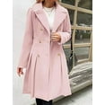 thumbnail image 6 of Women's Elegant British Style Trench Coat Lapel Collar Double Breasted A Line Mid Long Jacket with Pockets, 6 of 7