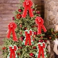 thumbnail image 5 of HomeDM Green Christmas Bows Decorations 7.87" X 13.77" Xmas Wreath Bows Christmas Tree Hanging Ornaments Ribbon Bows for Tree Home Party Front Door Wreath Holiday Decor, 5 of 6