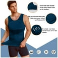 thumbnail image 3 of USNSM Men's Compression Shirt for Body Shaper Slimming Vest Lightweight Breathable Tight Tummy Underwear Tank Top Blue XL, 3 of 4