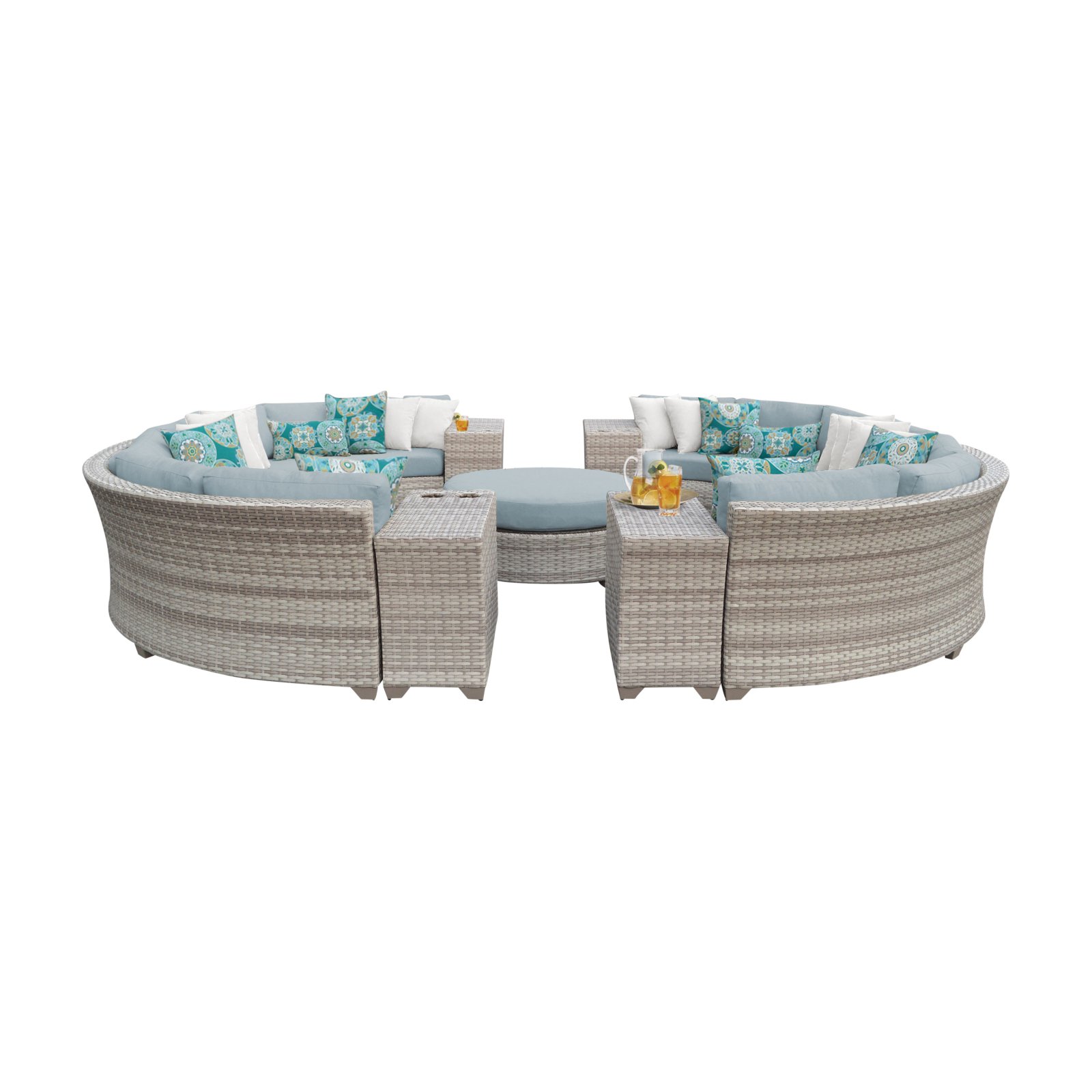 TK Classics Fairmont All-Weather Wicker 11 Piece Round Sectional Patio Conversation Set - image 2 of 2