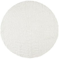 SAFAVIEH August Sophia Solid Shag Area Rug, White, 4' x 4' Round