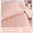 thumbnail image 5 of Whale Flotilla 3-Piece King Quilt Set, Soft Ultrasonic Embossed Bedding Set, Lightweight Bedspread Coverlet with Boho Vintage Pattern, Reversible Bed Cover for All Seasons, BlushPink, 5 of 7