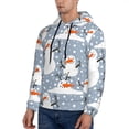 thumbnail image 3 of Pofeuu Happy Snowmen Snowfall Print Mens Casual Hooded Collar Drawstring Hoodies Pullover Sweatshirts Casual Long Sleeve Shirts-Large, 3 of 7