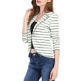 thumbnail image 4 of Allegra K Women's Notched Lapel Button Decor Thin Striped Blazer, 4 of 7