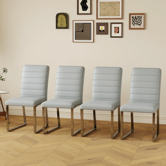 NYEESS 4-Pack PU Leather Dining & Office Chairs, Heavy-Duty Iron Frame, Cushioned Seats