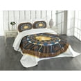 thumbnail image 3 of Ambesonne Astrology Quilted Bedspread Set 3 Pcs, Aries Taurus Gemini, Queen Size, Brown Yellow and Blue, 3 of 5
