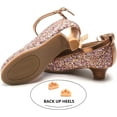 thumbnail image 5 of Girls Mary Jane Glitter Shoes Low Heel Princess Flower Wedding Party Dress Pump Shoes for Kids Toddler, 5 of 7