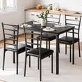 thumbnail image 5 of Ourlova 5 Piece Dining Table Set, Modern & Retro Kitchen Table Furniture for Dining Room, Compact Space-Saving Table Set, Metal Frame Wood Tabletop, 4 Upholstered Pu Chairs, 5 of 5