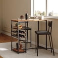thumbnail image 1 of Ourlova Dining Table Set for 2 with Upholstered Chairs Open Storage Shelves Built-in Cup Holder and Wine Rack Modern Industrial Design Perfect for Small Kitchens Apartments or Breakfast Nooks, 1 of 7