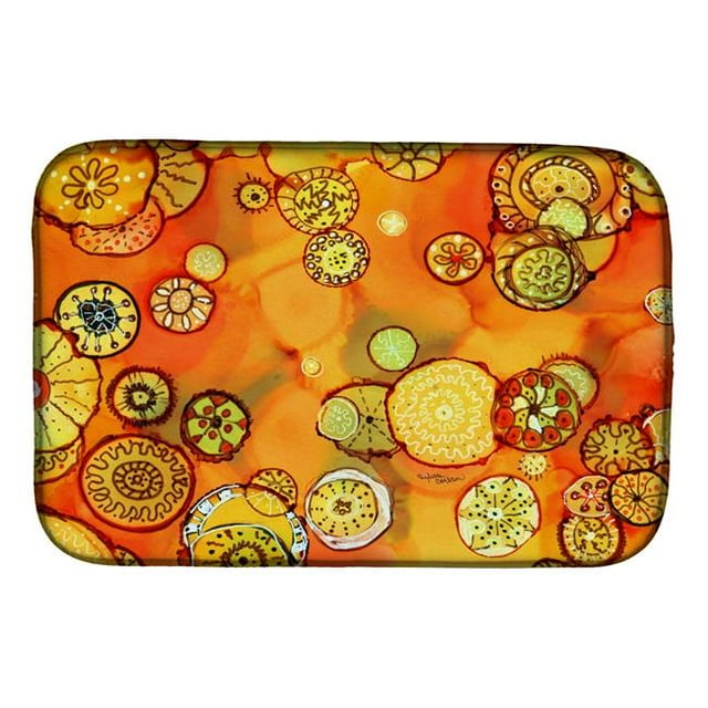 Carolines Treasures 8987DDM Abstract Flowers in Oranges & Yellows Dish Drying Mat