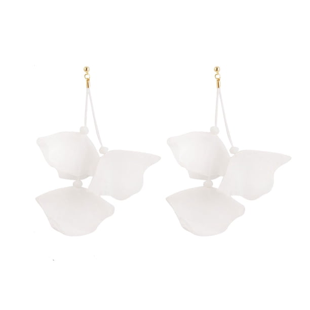 Pendientes colgantes de flores de tela Qarigey elegantes y livianos fáciles de combinar con cualquier atuendo blanco