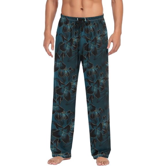 GZHJMY Luxurious Flowers Men's Pajama Pants, Soft and Comfortable Lounge Sleep Bottoms with Pockets, Men's Sleepwear with Custom Print, Small