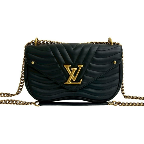 Pre-Owned LOUIS VUITTON New Wave Leather 2-Way Chain Shoulder Bag/Handbag Black 28720 (Good)