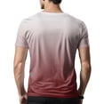thumbnail image 4 of WTOBBY Men's Stylish V Neck Short Sleeve T-Shirt with Gradient Print Soft, Lightweight, and Breathable, Perfect for Casual Outings, Summer Wear, and Everyday Style,Red 2XL, 4 of 6