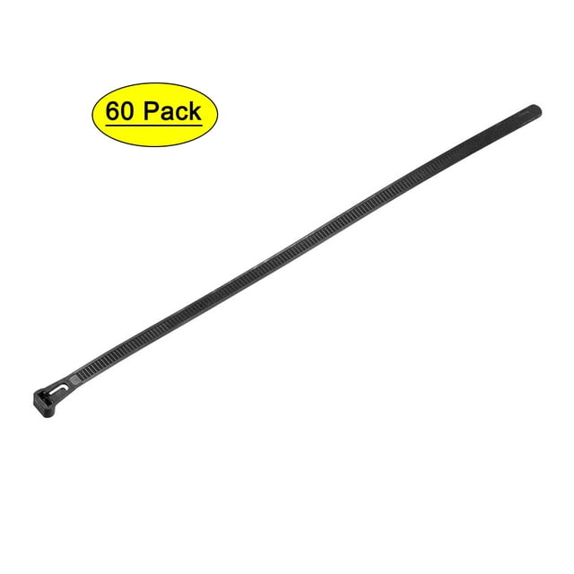 Uxcell Bridas de Cable Reutilizables Bridas de Cable Ajustables Envolturas de Bridas de Nylon 15.75" x 0.29" Negros 60pcs