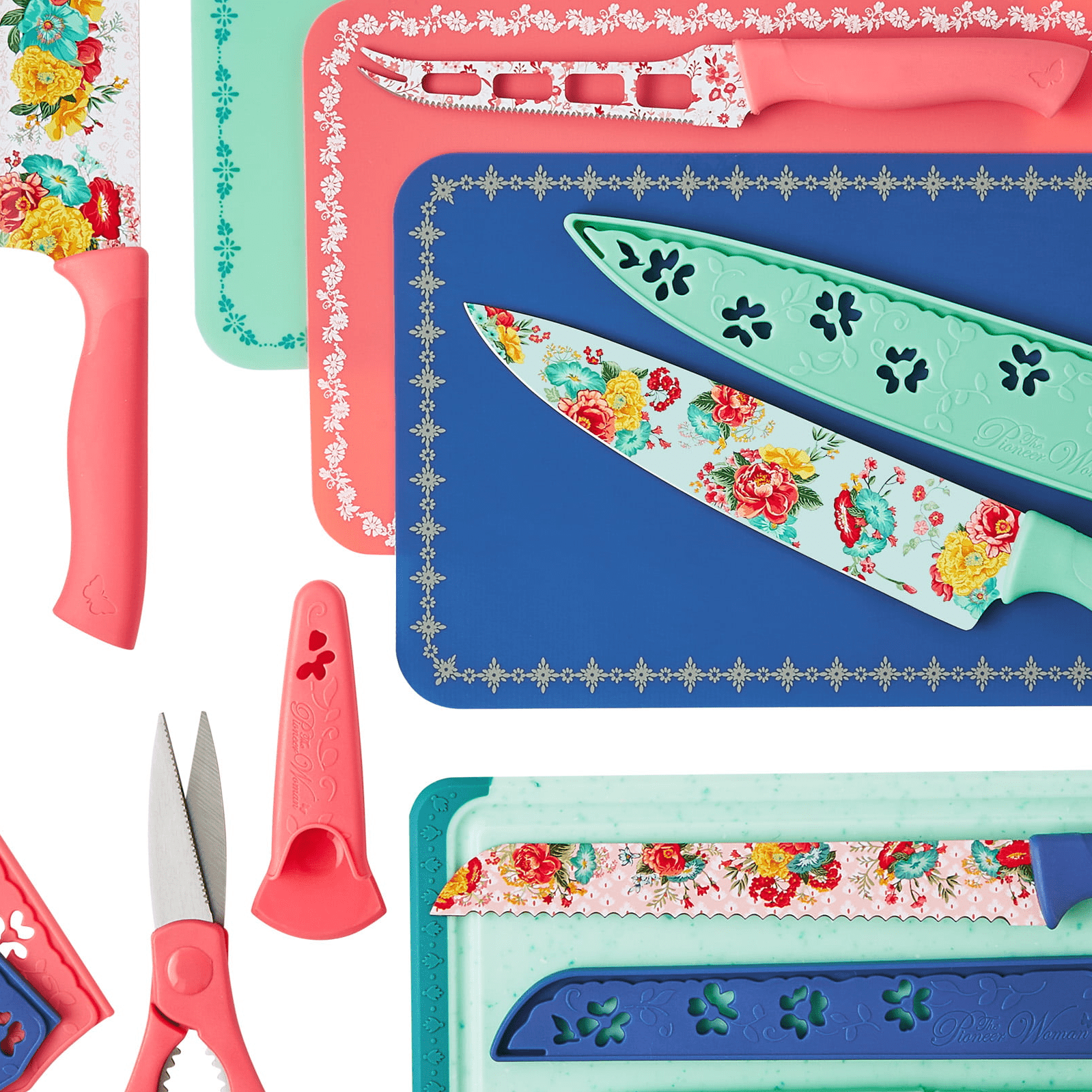 The Pioneer Woman Fancy Flourish Cutlery Knife Set of 5 + Kitchen Scissors  NEW