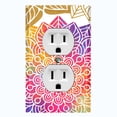 thumbnail image 1 of Metal Light Switch Plate Cover Rainbow Mandala Flower Tile Pattern White MDL104, 1 of 13
