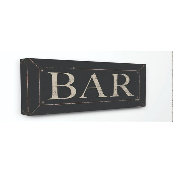 Stupell Industries Bar Kitchen Sign Black And White Word Design Canvas Wall Art by Stephanie Workman Marrott