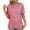 Pink, variant on Women's Casual Solid Color V Neck Short Sleeve Tops Blouses T-Shirt