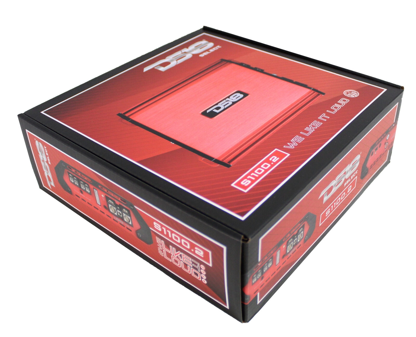 DS18 S-1100.2/RD Car Audio Amplifier  Full-Range, Class Ab, 2 Channel Amplifier, 1100 Watts Red