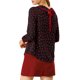 thumbnail image 4 of INSPIRAR CHIC Blusa dulce de manga larga con cuello Peter Pan y volantes para mujer M Negro, 4 of 7