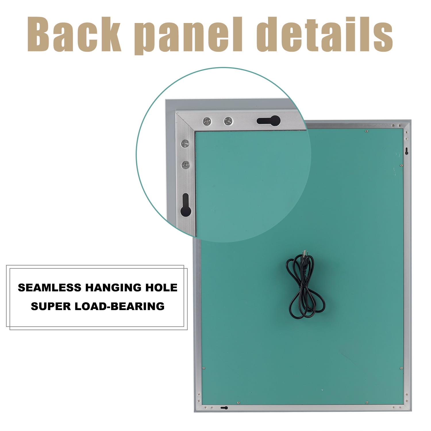 Anti-Fog Wall Mounted LED Frameless Bathroom Mirror with Switch 36"x28" Straight Corner