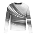 thumbnail image 3 of Blusas y camisas de manga larga con cuello redondo para hombre, blusa informal de manga larga con cuello redondo y estampado de rayas, blusa de poliéster para hombre, 3 of 4