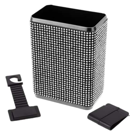 Unique Bargains Auto Car Trash Can Durable Seat Back Trash Bin White 1 Pc 4.3" Length 2.8" Width 5.5" Height Plastic Rhinestone