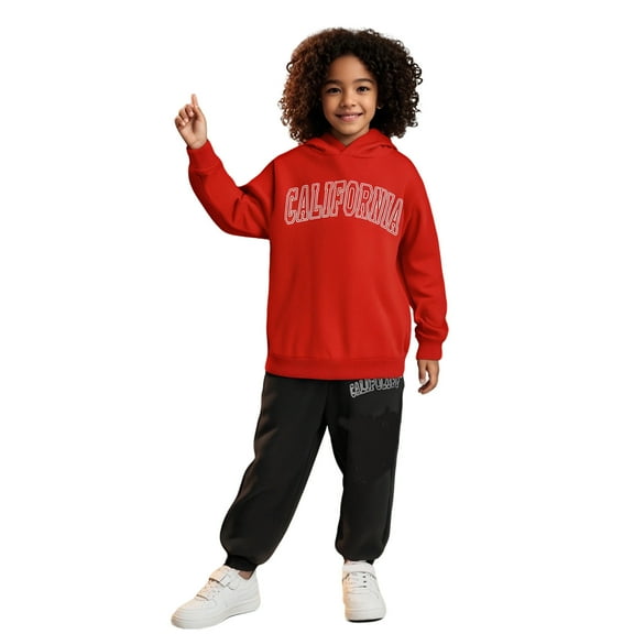 Kids Toddler Sweatsuit 2 Piece Long Sleeve Letter Print Soft Hoodie and Jogger Pants Fall Winter Clothes Little Boy Clothes7-8 Years Boys Girls Fashion