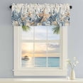 thumbnail image 2 of Window Valance for Kitchen,Ocean Starfish Conch Shell Rod Pocket Curtain Valances Short Curtains Drapes Panel,Blue Eucalyptus Leaf Vintage Window Treatment Topper for Living Room Bathroom Bedroom, 2 of 9