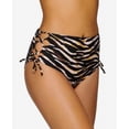 thumbnail image 2 of HULA HONEY Women's Black Animal Print Stretch Lined Full Coverage Tie Eternal High Waisted Swimsuit Bottom XS, 2 of 2