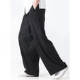 thumbnail image 1 of Pantalones de lino pegajosos para hombre Pantalones sueltos y rectos para hombre Pantalones casuales de otoño de algodón y lino Pantalones anchos con colgante para hombre, 1 of 2