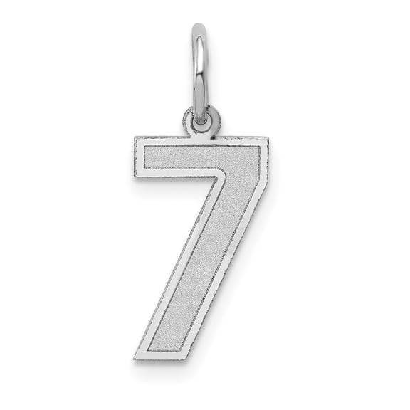 Beautiful 14k White Gold Medium Satin Number 7 Charm