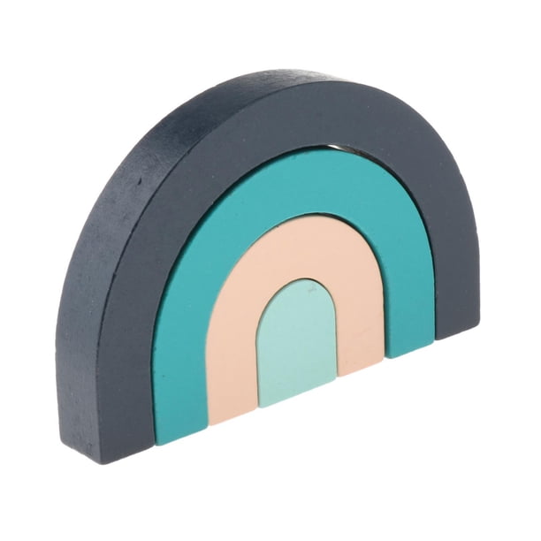 Apilador de arcoíris de madera, 4 piezas, juego de apilamiento, rompecabezas anidados, bloques de construcción C