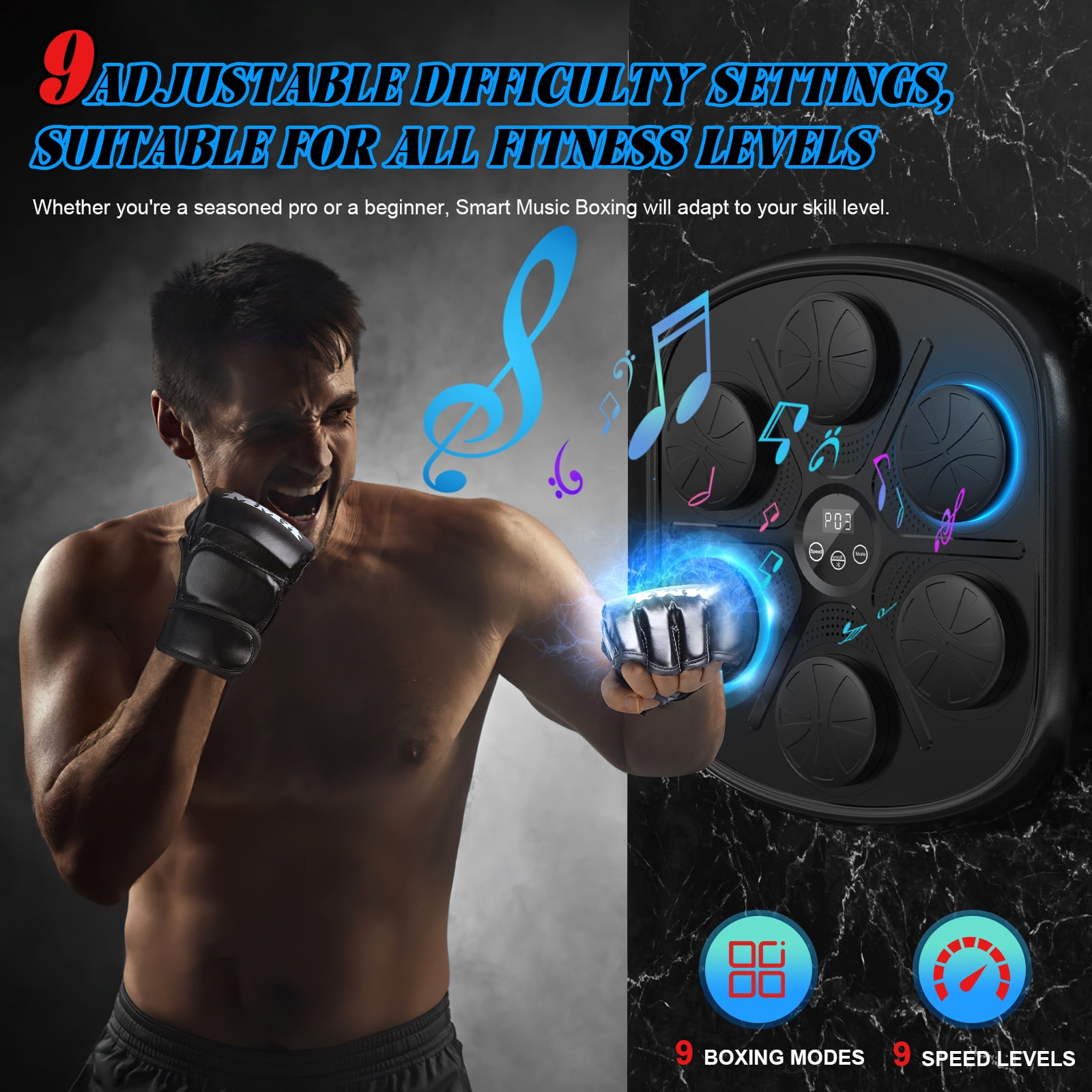Crtynell Smart Music Boxing Machine, Wall-Mounted Boxing Training