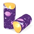 thumbnail image 3 of Iauyy Flameless Candles Battery Operated LED Pillar Candles with Remote and Timer, Purple Pattern-A Set of 2 （M), 3 of 8
