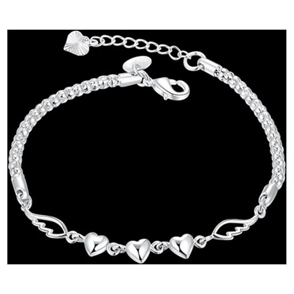 Manunclaims Love Heart Wings Bracelet in Sterling Silver