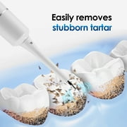 Electric Toothbrush with Tartar Remover Scraper, Teethbrush Cleaning Tool, Teeth Cleaning Kit 2 in 1 with 6 Cleaning Modes, 10min Auto Off, IPX6 Waterproof, 500mAh Battery for Adult, White