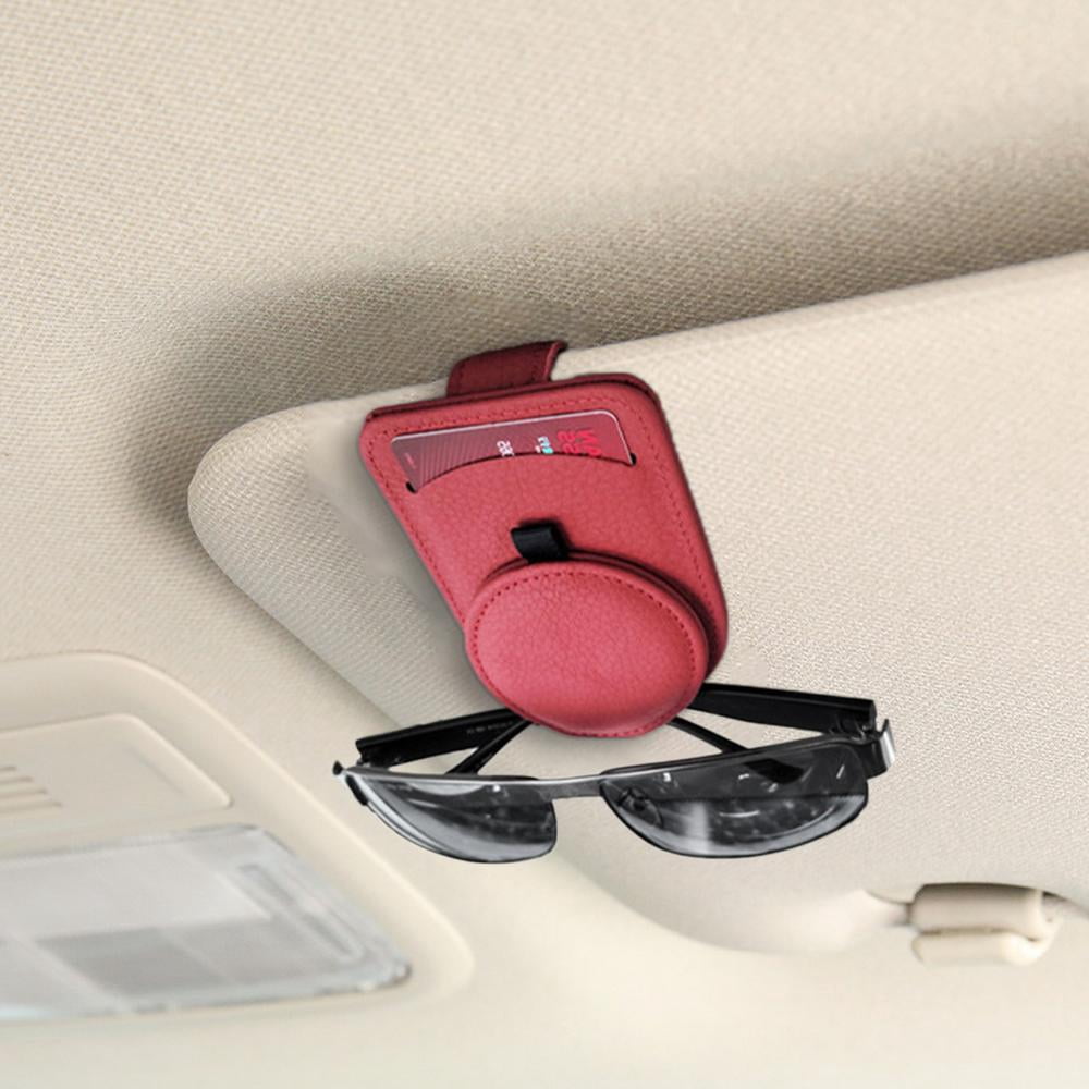 Pwtool Sunglasses Holder for Car Visor Leather Storage Clip Organizer for  Sun Visor with Easy One Handed Operation Conveniently Holds Cards Glasses  beneficial - Walmart.com