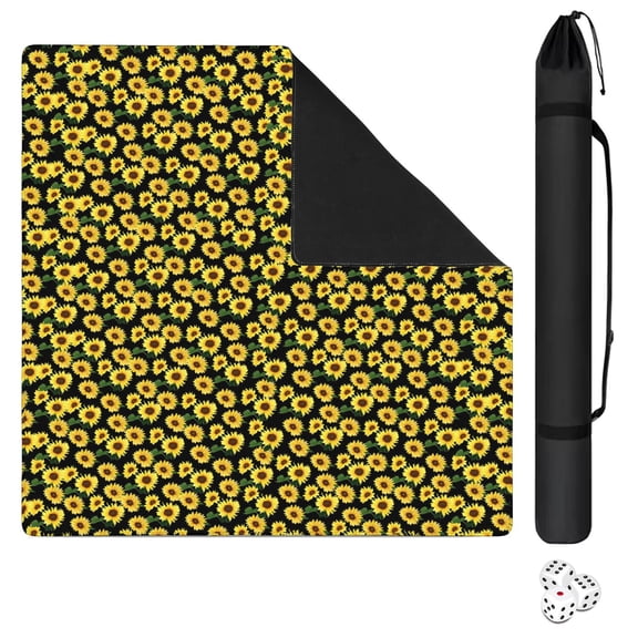 Floral Rubber Game Board Mat 31.5 Inch Square Multi-Purpose Table Mat Excellent for Mahjong Enthusiasts and Card Game Players