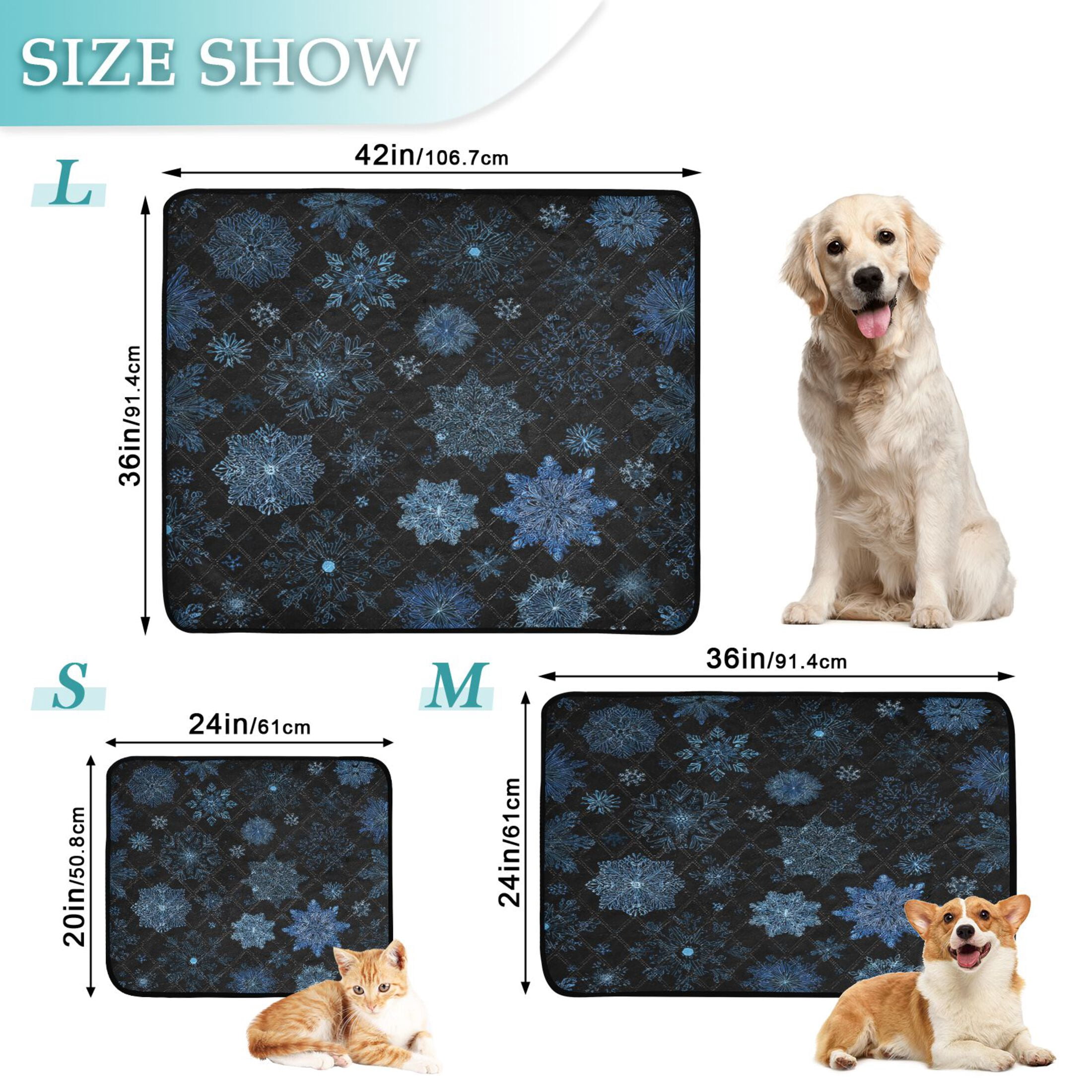 Qxltty Blue Snowflake Cat litter Pads Pet Set of 2 Diaper Mats Center Anti-leakage Layer Absorbent Soft and Comfortable